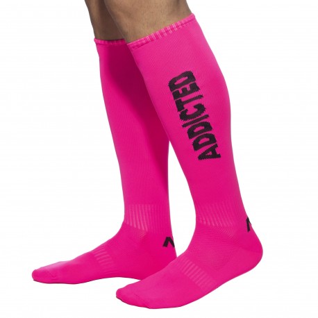 Addicted Neon Knee Socks - Neon Pink