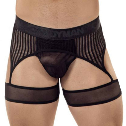 String Porte-Jarretelle Rayé Noir CandyMan