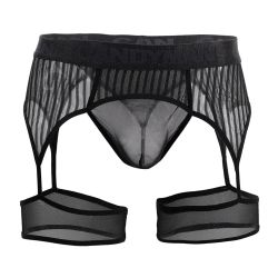 String Porte-Jarretelle Rayé Noir CandyMan