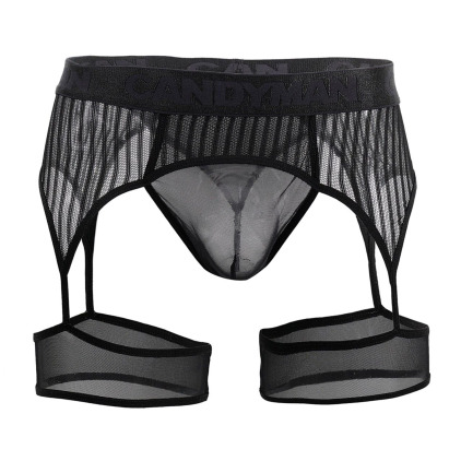 String Porte-Jarretelle Rayé Noir CandyMan
