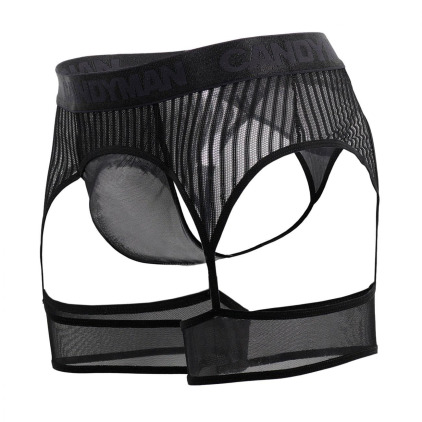 String Porte-Jarretelle Rayé Noir CandyMan