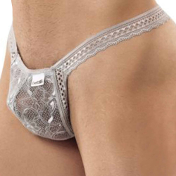 CandyMan Double Lace Thong - Grey