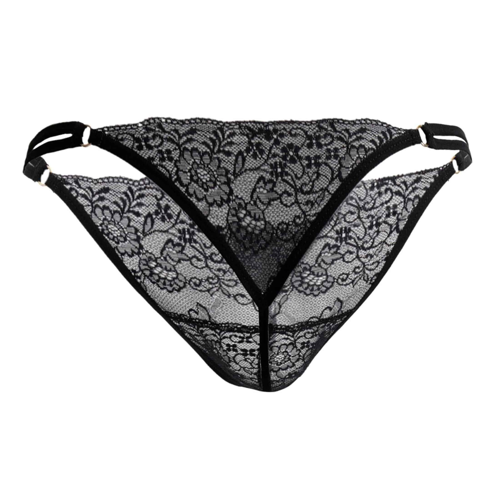 CandyMan Double String Lace Thong - Black | INDERWEAR