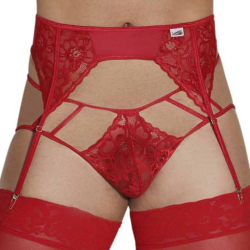 Ensemble Jarretière - Jock Strap Dentelle Rouge CandyMan
