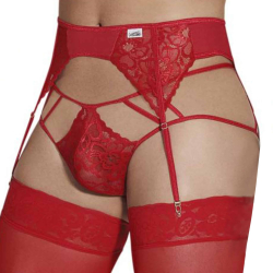 Ensemble Jarretière - Jock Strap Dentelle Rouge CandyMan