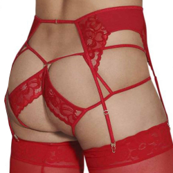 Ensemble Jarretière - Jock Strap Dentelle Rouge CandyMan
