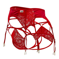 Ensemble Jarretière - Jock Strap Dentelle Rouge CandyMan