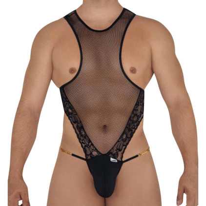 CandyMan Body String Résille Dentelle Chaînette Noir