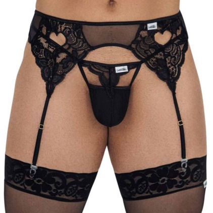 CandyMan String Ficelle Jarretière Dentelle Noir