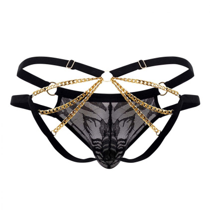 Jock Strap Dentelle et Chaînette Noir CandyMan