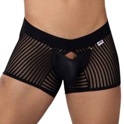 Boxer Empty Bottom Résille Rayée Noir CandyMan