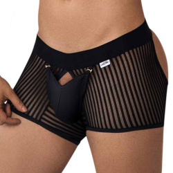 Boxer Empty Bottom Résille Rayée Noir CandyMan