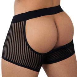 Boxer Empty Bottom Résille Rayée Noir CandyMan