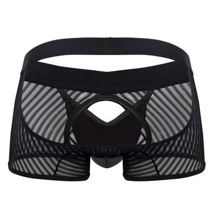 Boxer Empty Bottom Résille Rayée Noir CandyMan