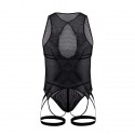CandyMan Mesh Garter String Bodysuit - Black