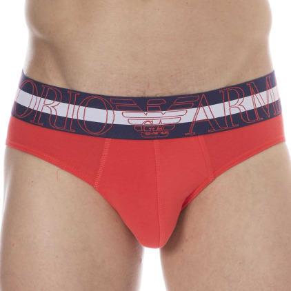 Emporio Armani Megalogo Cotton Briefs - Red