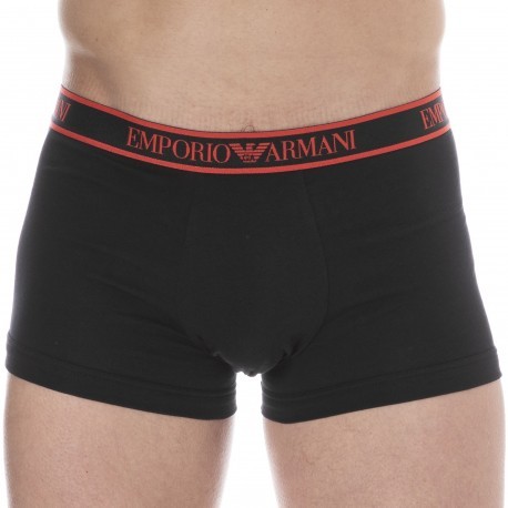 Emporio Armani Core Logoband Cotton Boxer Briefs - Black - Red