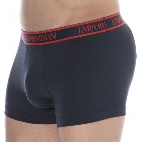 Emporio Armani Core Logoband Cotton Boxer Briefs - Navy - Red