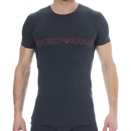 Emporio Armani Megalogo Cotton T-Shirt - Navy