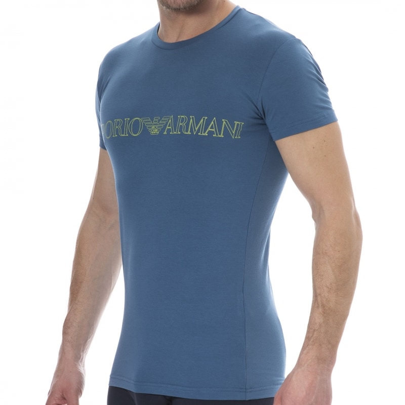 Boost lindre mærkelig Emporio Armani Megalogo Cotton T-Shirt - Octanium Blue | INDERWEAR