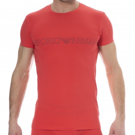 Emporio Armani T-Shirt Megalogo Coton Rouge