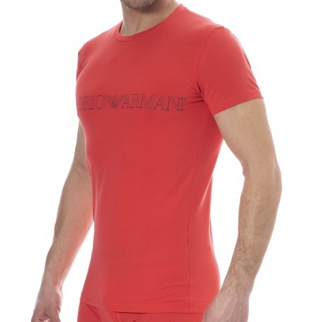 Emporio Armani T-Shirt Megalogo Coton Rouge