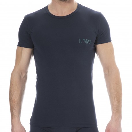 Emporio Armani T-Shirt Bold Monogram Coton Bleu Marine - Vert