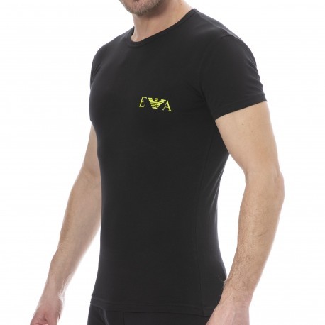 Emporio Armani T-Shirt Bold Monogram Coton Noir - Vert