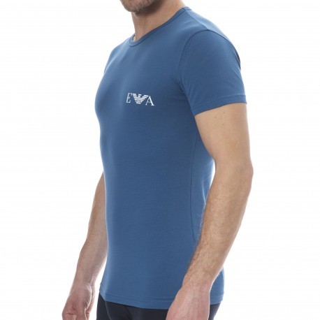 Emporio Armani T-Shirt Bold Monogram Coton Bleu Octane
