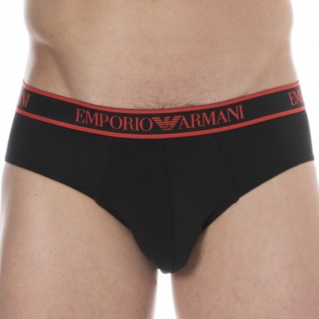 Emporio Armani Slip Core Logoband Coton Noir - Rouge