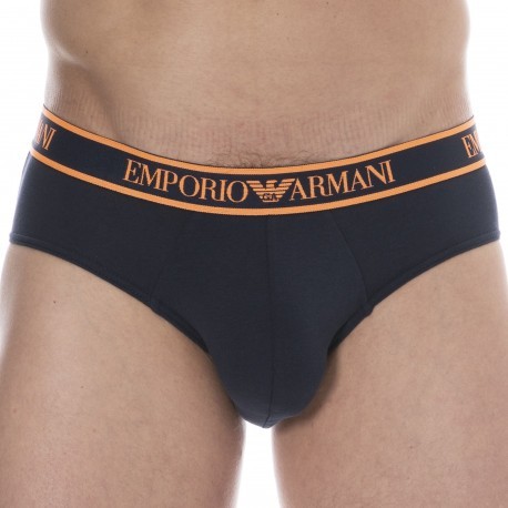 Emporio Armani Slip Core Logoband Coton Bleu Marine - Orange