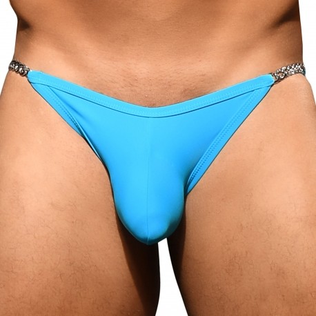 Andrew Christian Slip de Bain Bikini Almost Naked Unleashed Chain Bleu Turquoise