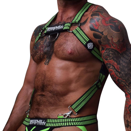 Harnais Body Hybred Noir - Vert Fluo Breedwell