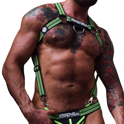 Harnais Body Hybred Noir - Vert Fluo Breedwell