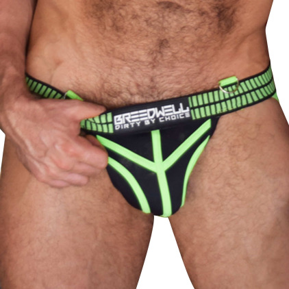 Breedwell Jock Strap Hybred Noir - Vert Fluo