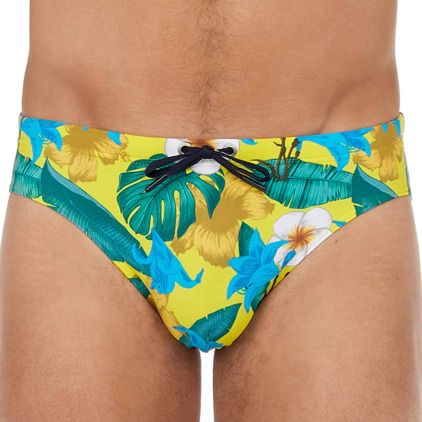 HOM Slip de Bain Tropicana Jaune