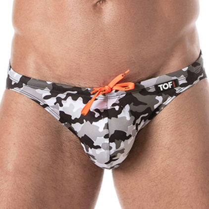 TOF Paris Slip de Bain Bikini Iconic Camouflage Gris