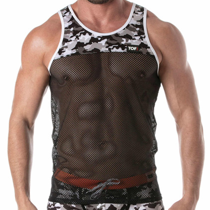 TOF Paris Débardeur Iconic Mesh Camouflage Gris