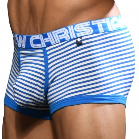 Andrew Christian Almost Naked Fly Stripe Trunks - Electric Blue - White