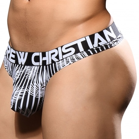 Andrew Christian Almost Naked Holiday Thong - Black - White