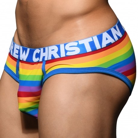Andrew Christian Slip Almost Naked Fly Pride Stripe Arc-en-Ciel