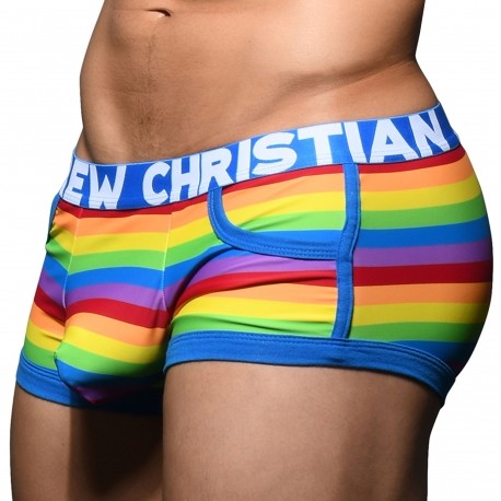 Andrew Christian Shorty Pocket Almost Naked Pride Stripe Arc-En-Ciel