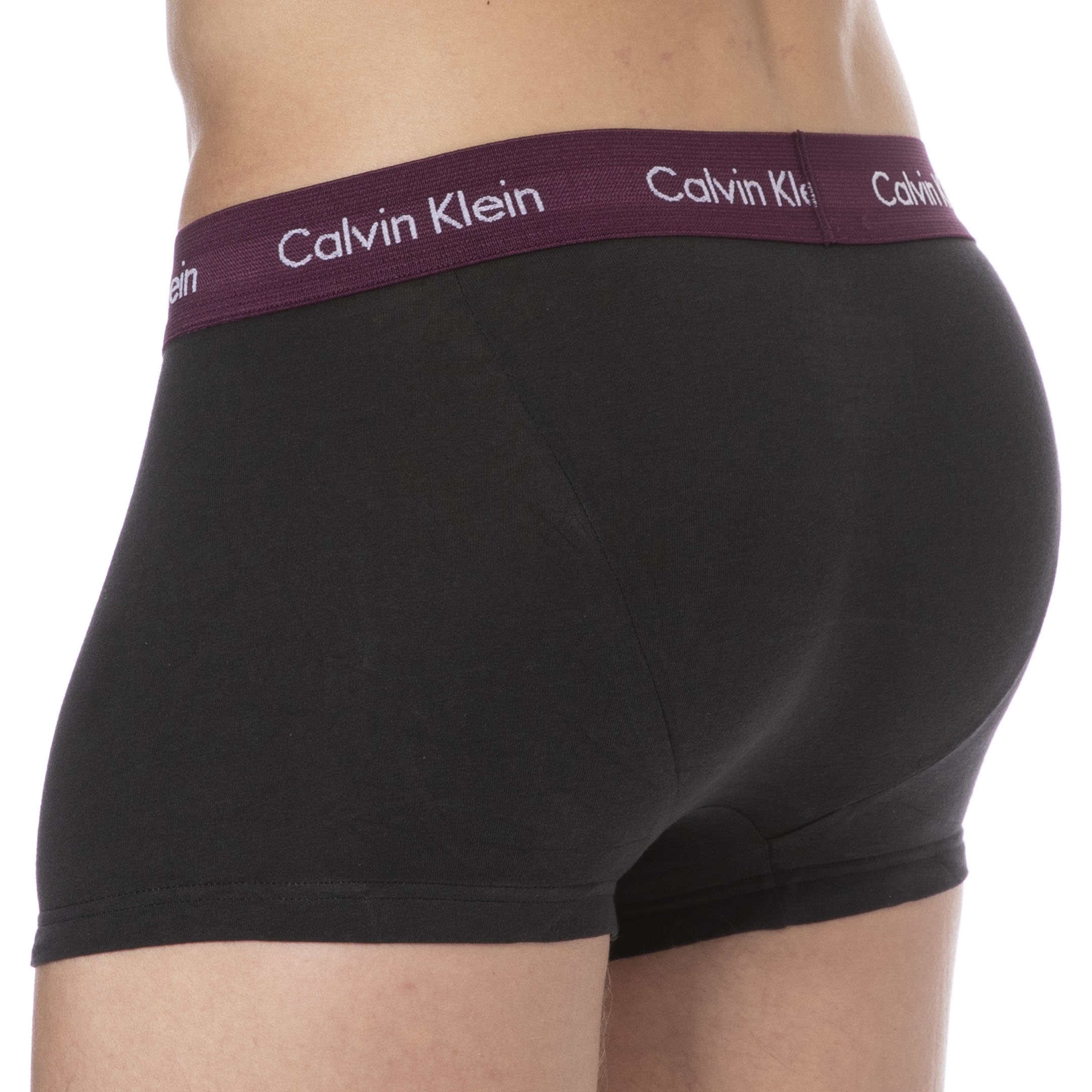 Calvin Klein Cotton Stretch Boxer Briefs - Black - Burgundy | INDERWEAR