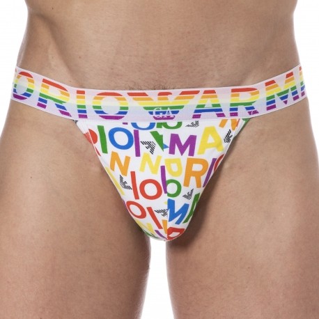 Emporio Armani Jock Strap Rainbow Blanc - Logo