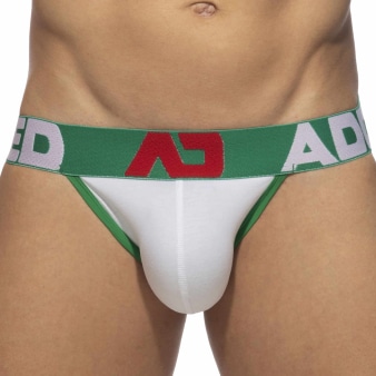 Jock Strap Basic Colors AD Coton Blanc - Vert Addicted