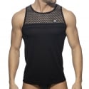 AD Fetish Mesh-Striped Tank Top - Black