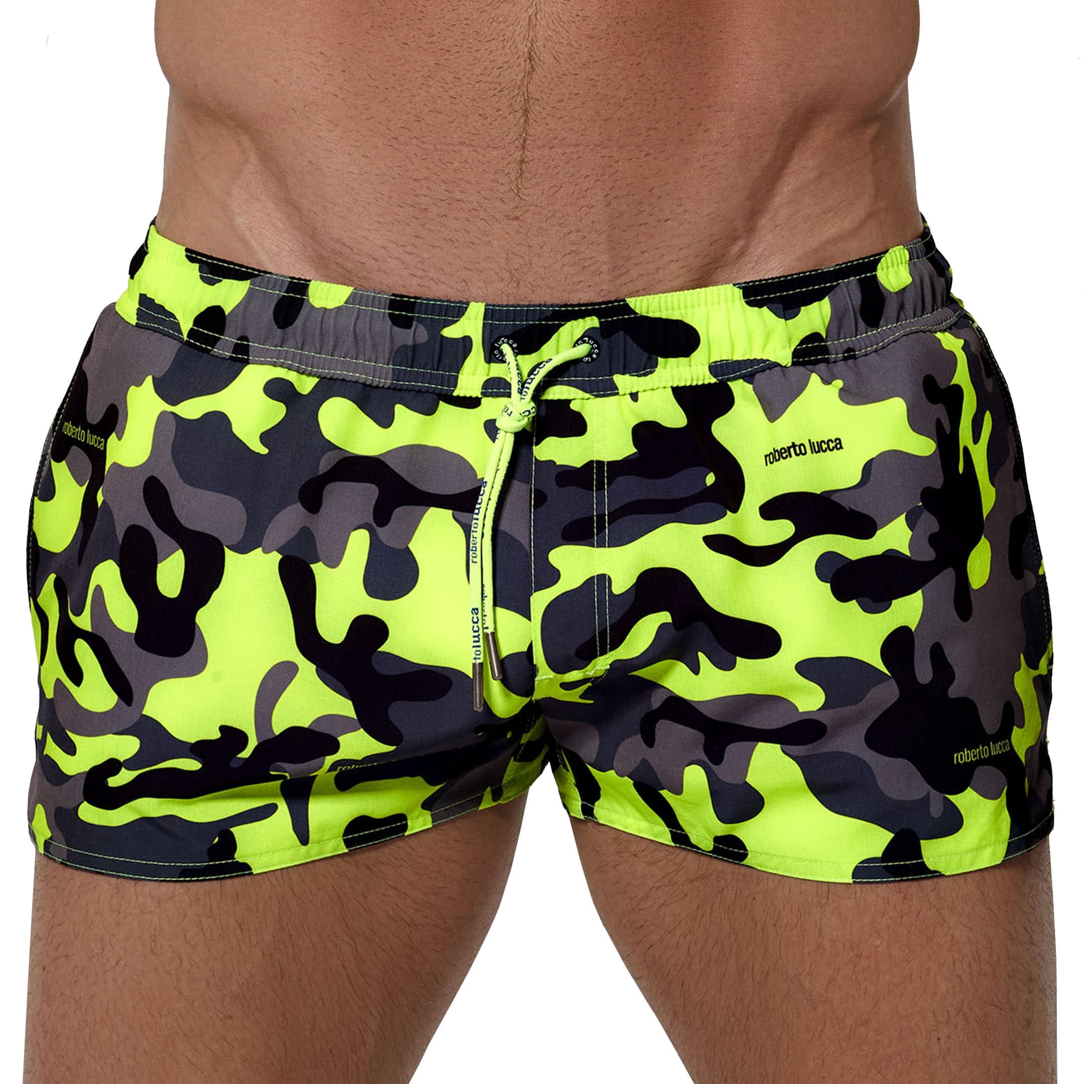 Roberto Lucca Camouflage Swim Shorts - Lime | INDERWEAR