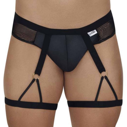 CandyMan Slip Jarretière Résille et Simili Cuir Noir CandyMan Slip Jarretière Résille et Simili Cuir Noir