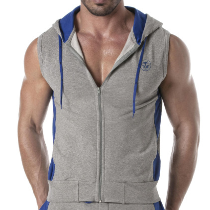 TOF Paris Veste à Capuche Sans Manche Gris Chiné TOF Paris Veste à Capuche Sans Manche Gris Chiné