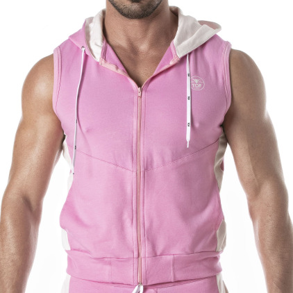 TOF Paris Veste à Capuche Sans Manche Rose TOF Paris Veste à Capuche Sans Manche Rose